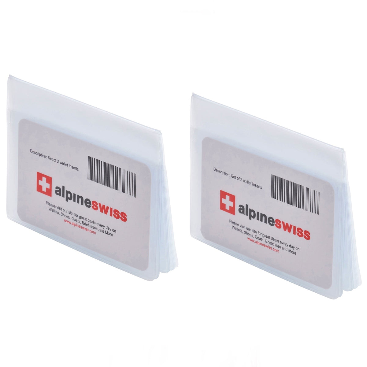 Alpine Swiss SET OF 2 Clear Plastic Wallet Inserts 12 Pages Picture Card Holder – Clear