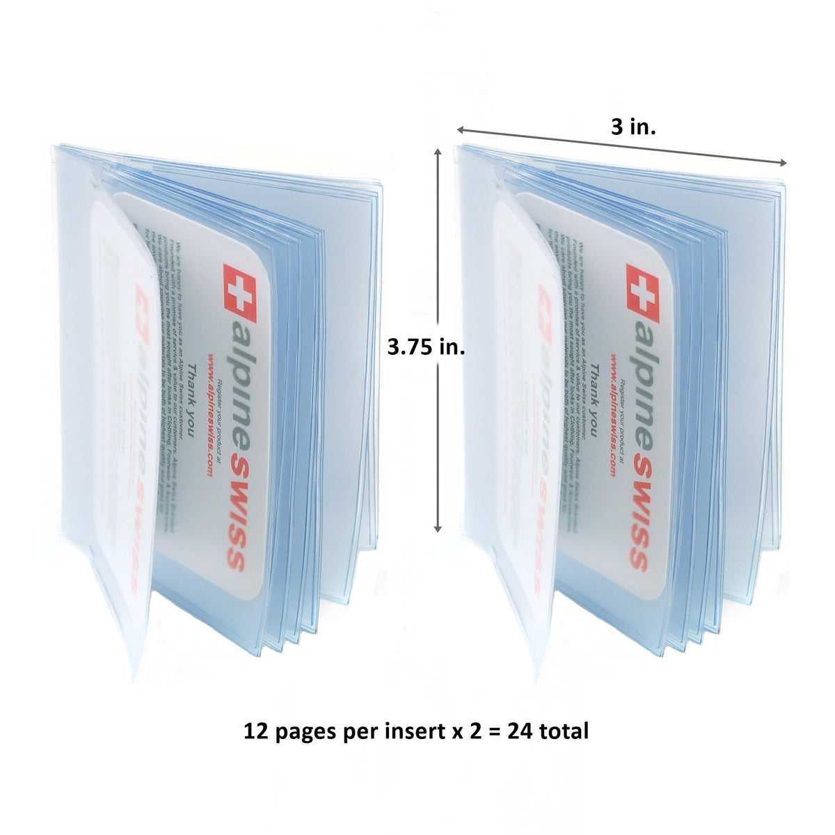Alpine Swiss SET OF 2 Clear Plastic Wallet Inserts 12 Pages Picture Card Holder – Clear