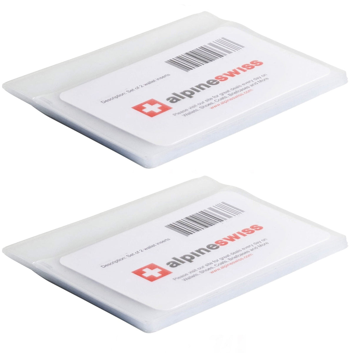 Alpine Swiss SET OF 2 Clear Plastic Wallet Inserts 12 Pages Picture Card Holder – Clear