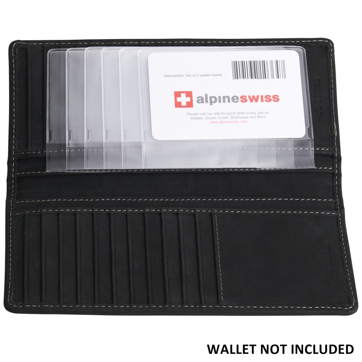 Alpine Swiss Set of 2 Checkbook Plastic Insert 6 Page Card Holder Picture Window – Clear