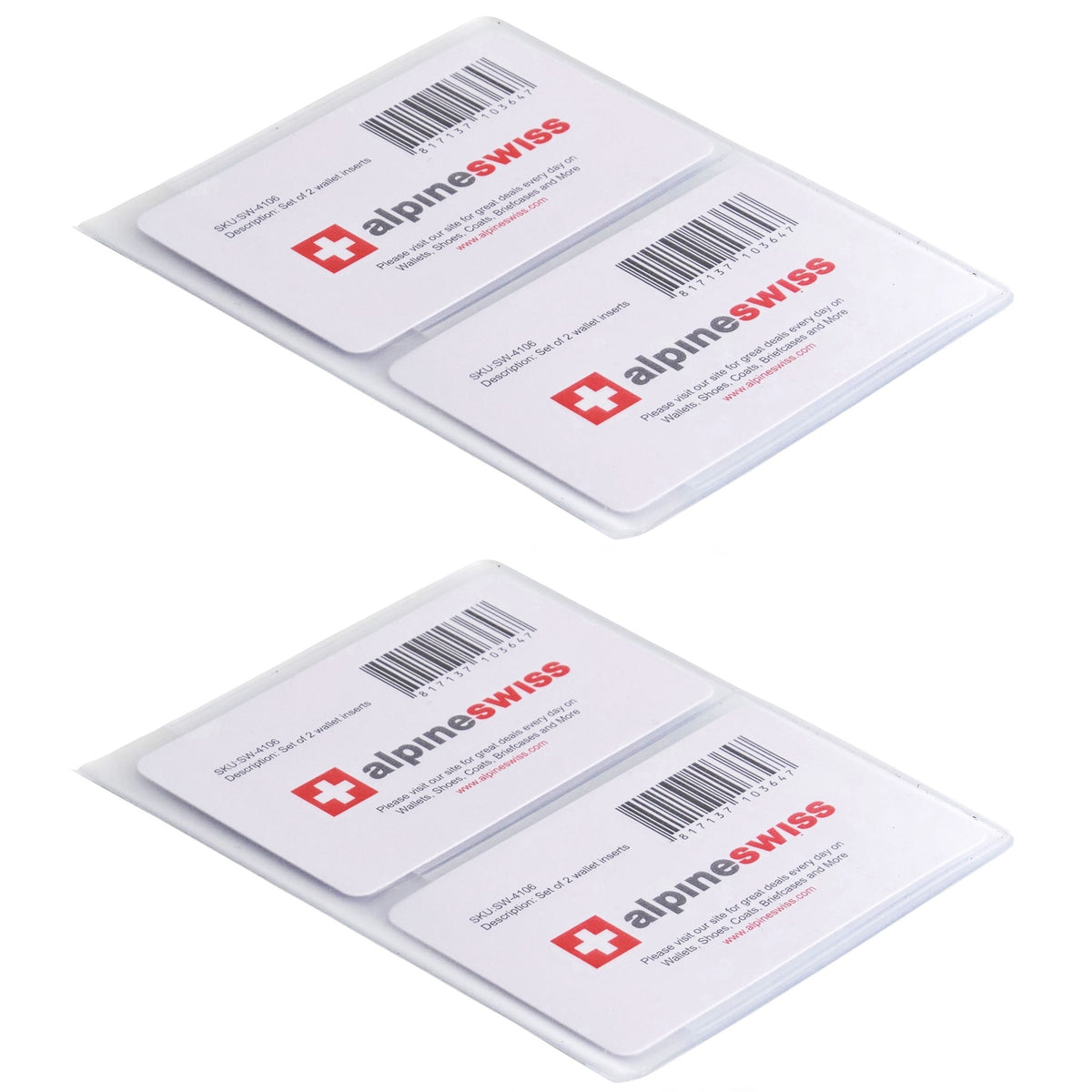 Alpine Swiss Set of 2 Hipster Wallet Plastic Inserts 6 Page Picture Card Holders – Clear