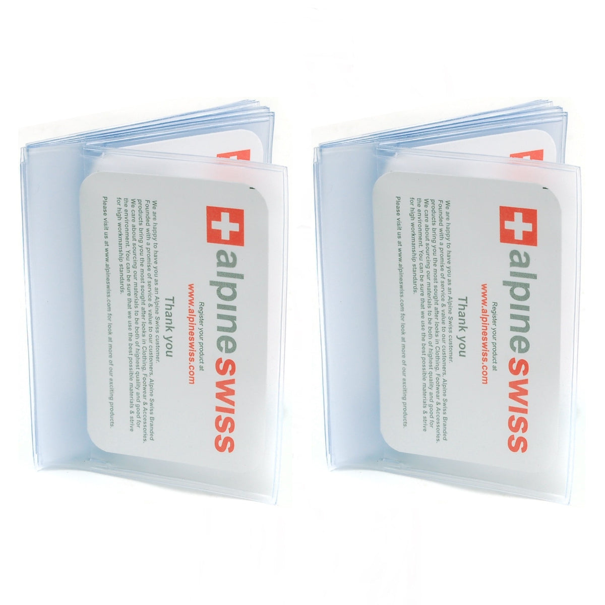 Alpine Swiss Set of 2 Plastic Wallet Inserts 6 Page Card Holder Picture Windows – Clear
