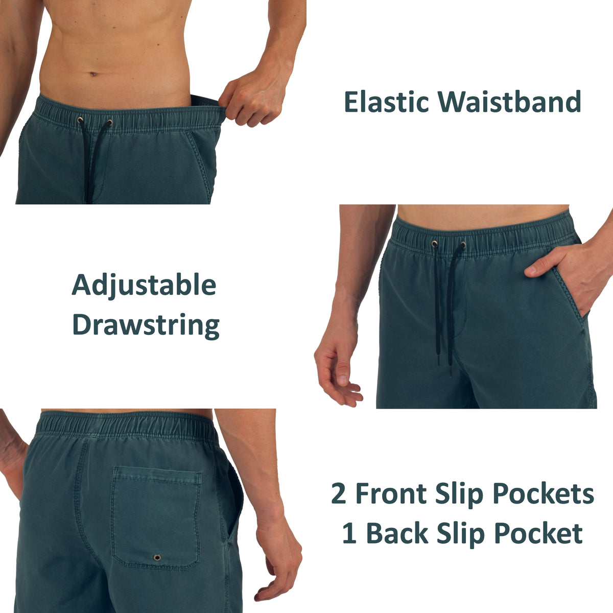 Alpine Swiss Mens Swim Shorts Beach Trunks Boardshorts Volley Shorts Quick Dry – Dark Teal Volley Shorts