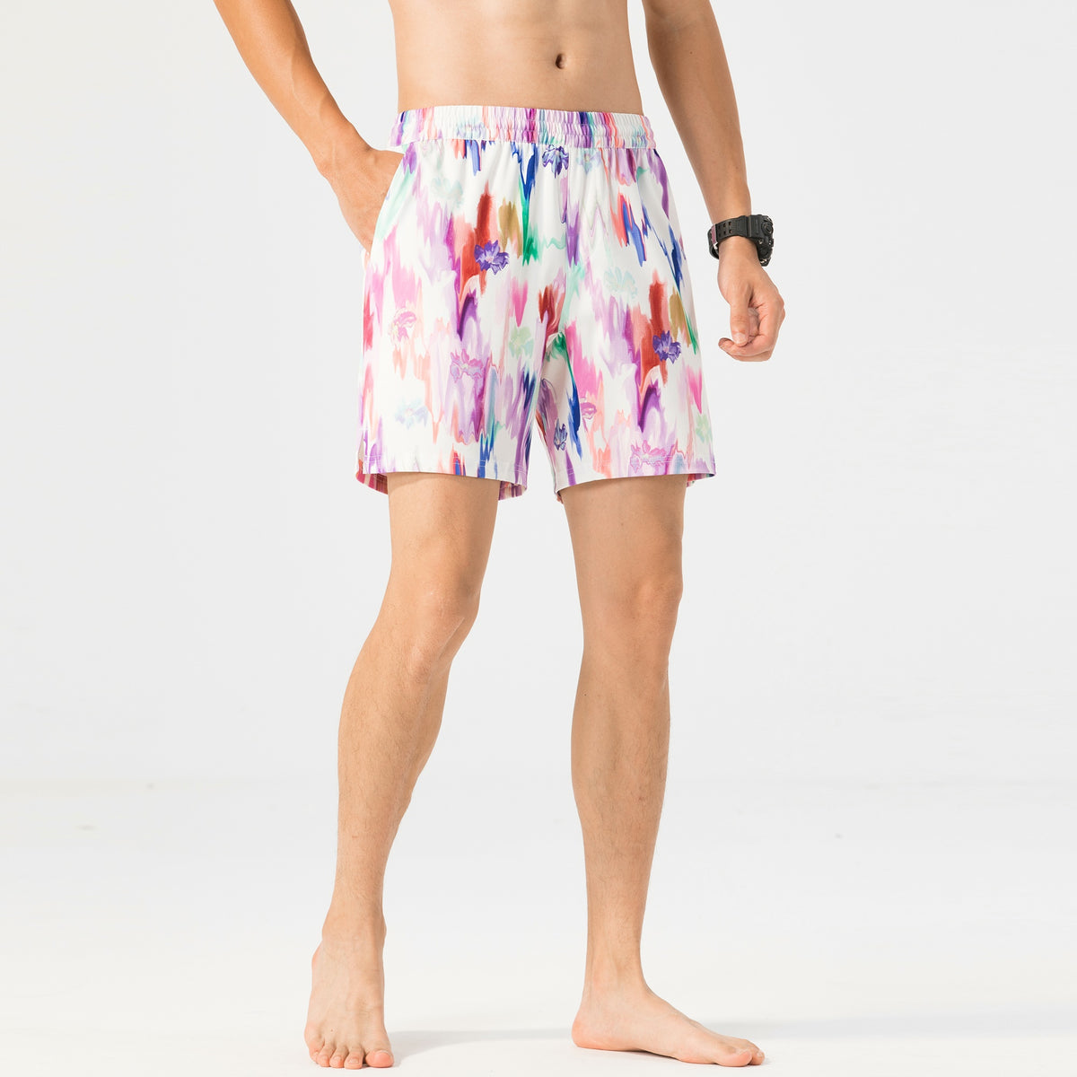 Alpine Swiss Mens Swim Shorts Beach Trunks Boardshorts Volley Shorts Quick Dry – Floral Volley Short