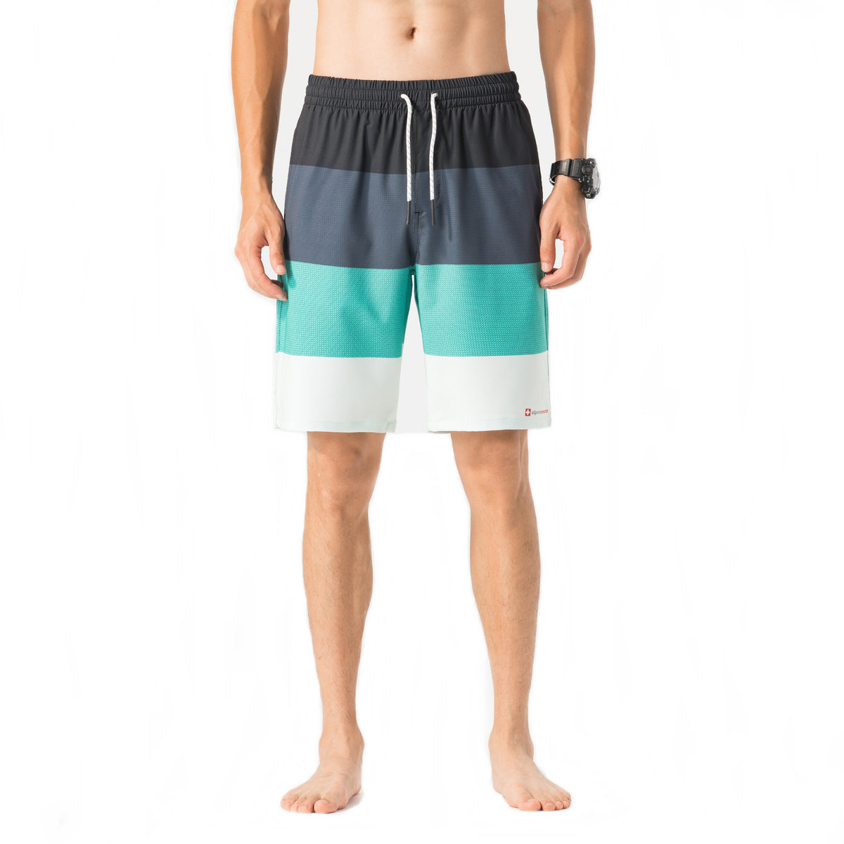 Alpine Swiss Mens Swim Shorts Beach Trunks Boardshorts Volley Shorts Quick Dry – Gray Green Boardshort