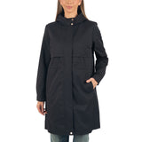 Alpine Swiss Womens Hooded Rain Jacket Long Raincoat Trench Coat Windbreaker – Black