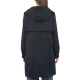 Alpine Swiss Womens Hooded Rain Jacket Long Raincoat Trench Coat Windbreaker – Black