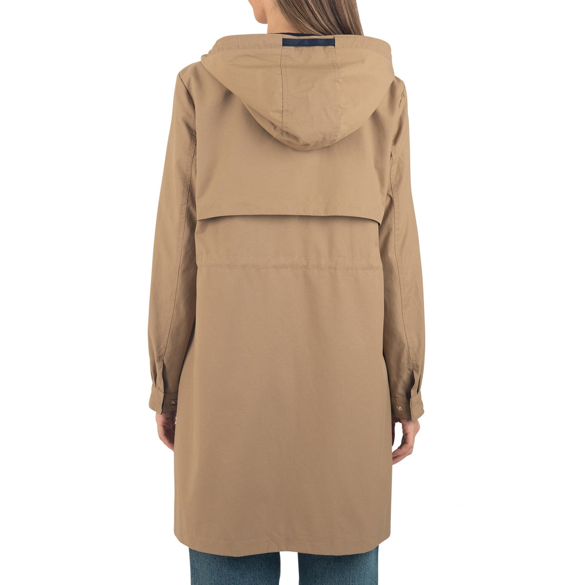 Alpine Swiss Womens Hooded Rain Jacket Long Raincoat Trench Coat Windbreaker – Tan