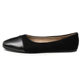 Alpine Swiss Tory Womens Square Toe Ballet Flats Cap Toe Slip On Comfort Shoes – Black