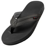 Alpine Swiss Trey Mens Flip Flops Cushion Thong Beach Sandals for Men Non-Slip Sole – Black