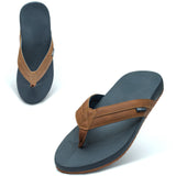 Alpine Swiss Trey Mens Flip Flops Cushion Thong Beach Sandals for Men Non-Slip Sole – Tan