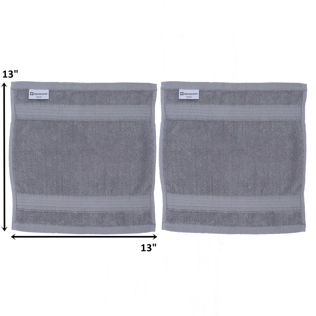 Alpine Swiss 100% Cotton 2 Piece Towel Set Soft Absorbent Face Hand Bath Towels – Gray