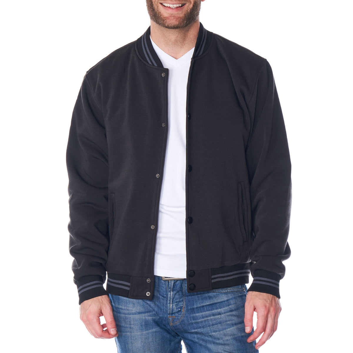 Alpine Swiss Tyler Men’s Varsity Jacket Classic Letterman Coat Baseball Bomber – Black