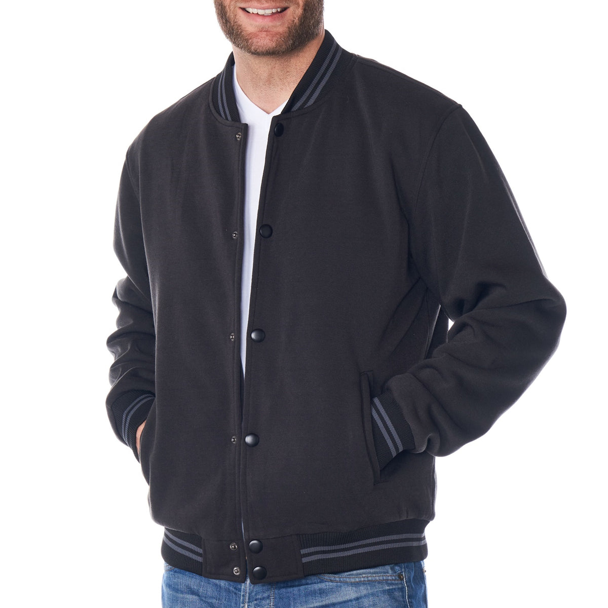 Alpine Swiss Tyler Men’s Varsity Jacket Classic Letterman Coat Baseball Bomber – Black