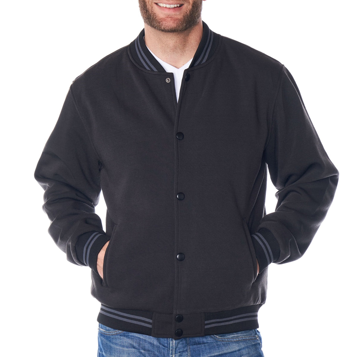 Alpine Swiss Tyler Men’s Varsity Jacket Classic Letterman Coat Baseball Bomber – Black