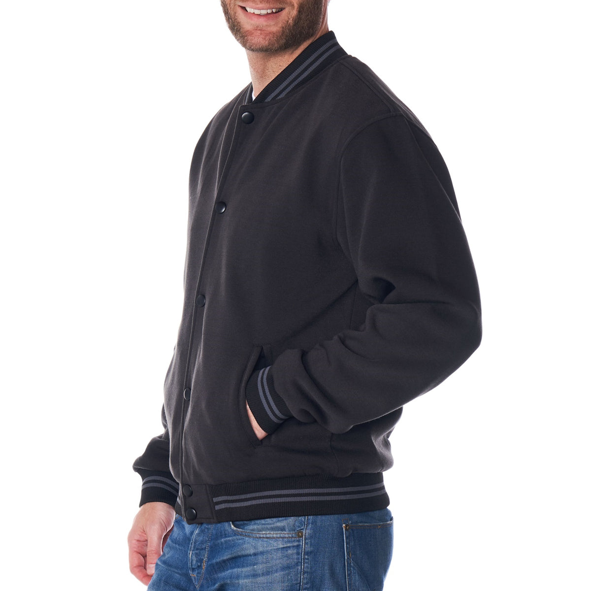 Alpine Swiss Tyler Men’s Varsity Jacket Classic Letterman Coat Baseball Bomber – Black