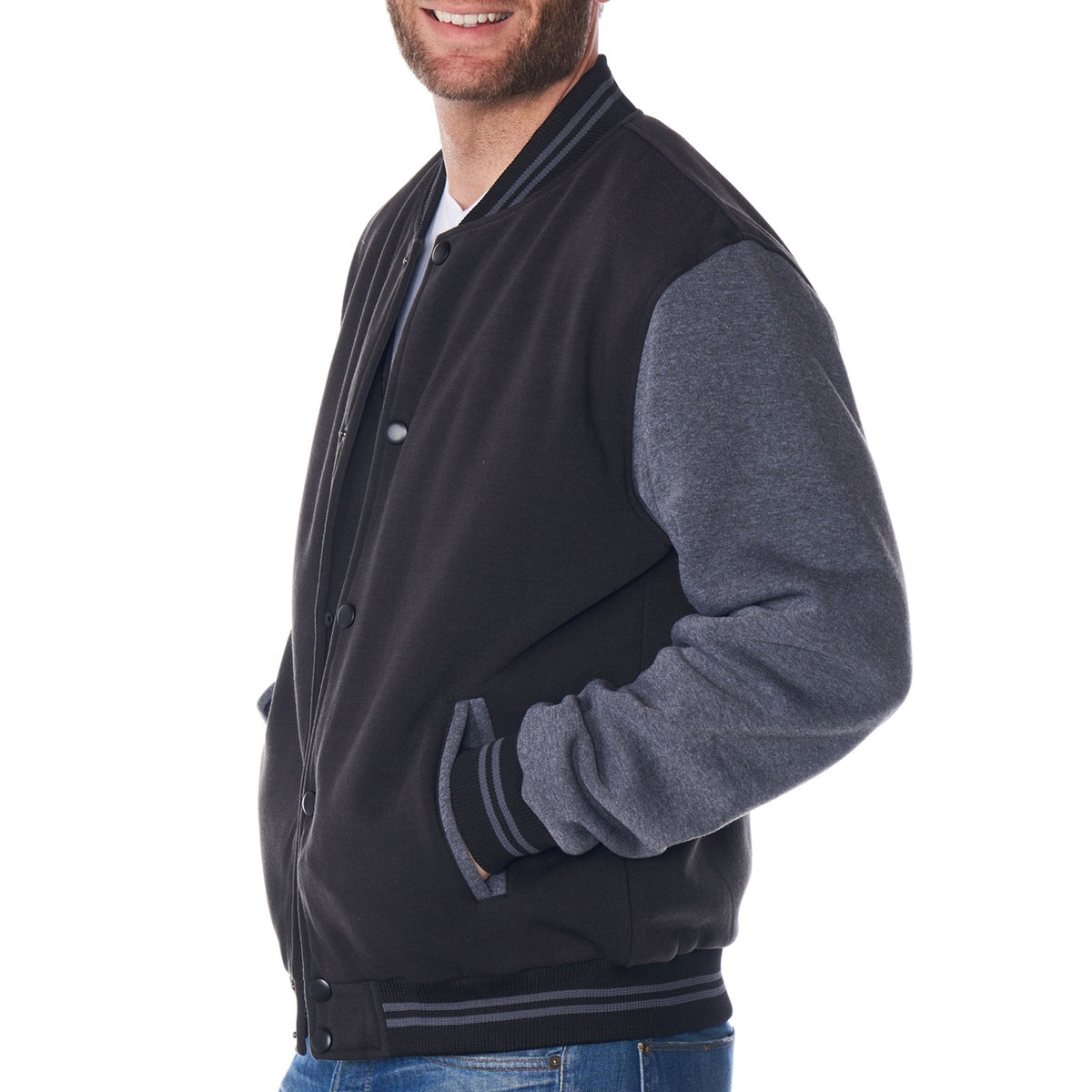 Alpine Swiss Tyler Men’s Varsity Jacket Classic Letterman Coat Baseball Bomber – Black Gray