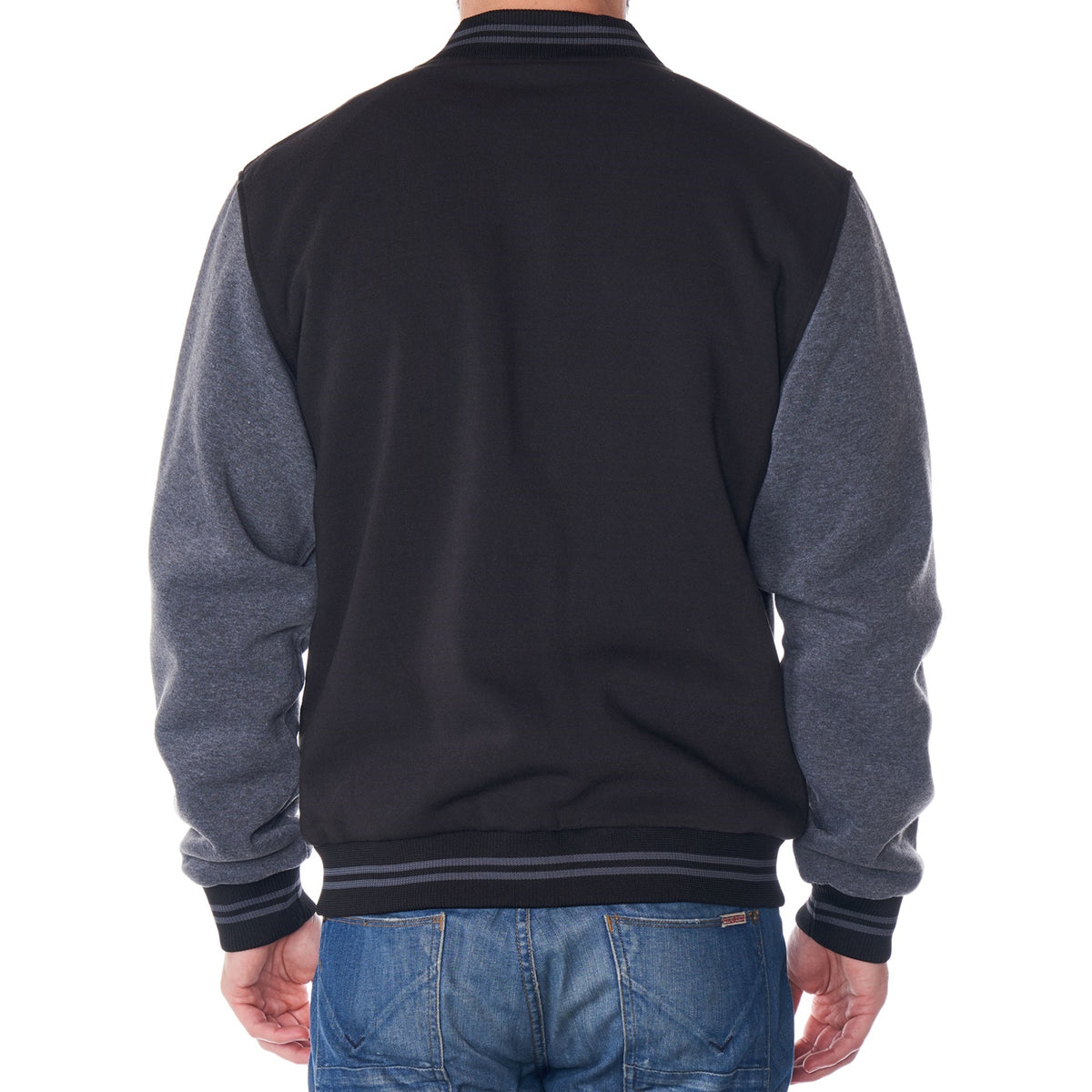 Alpine Swiss Tyler Men’s Varsity Jacket Classic Letterman Coat Baseball Bomber – Black Gray