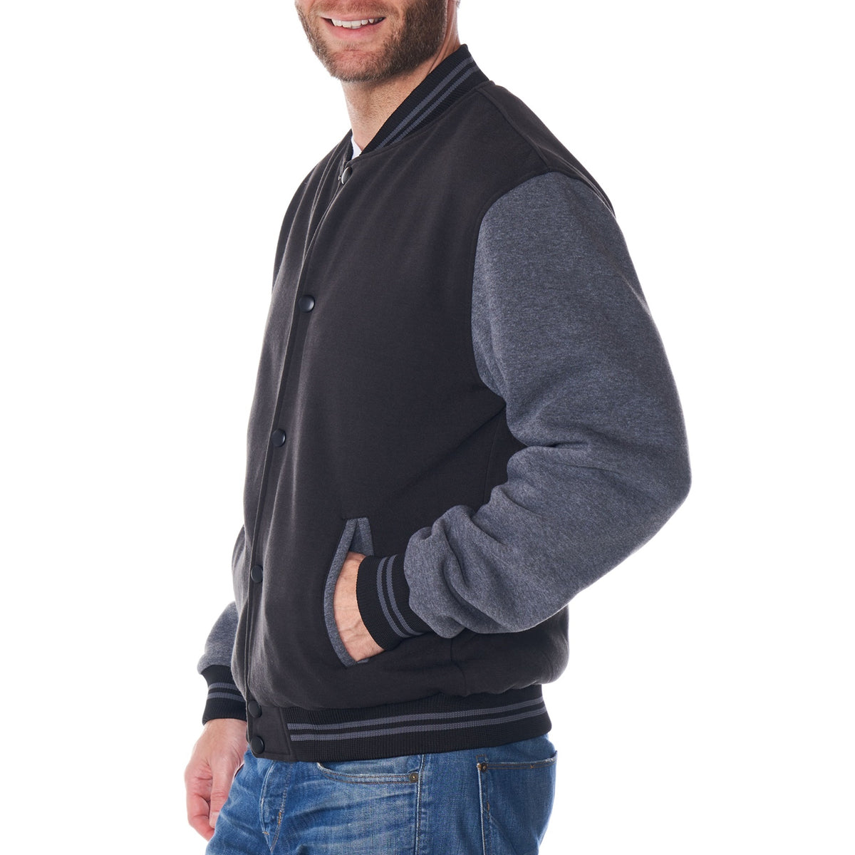Alpine Swiss Tyler Men’s Varsity Jacket Classic Letterman Coat Baseball Bomber – Black Gray