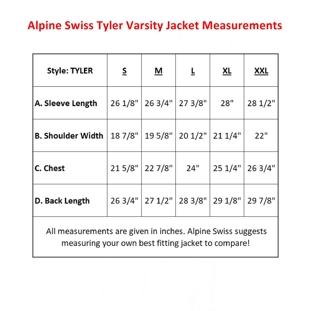 Alpine Swiss Tyler Men’s Varsity Jacket Classic Letterman Coat Baseball Bomber – Black White