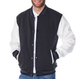 Alpine Swiss Tyler Men’s Varsity Jacket Classic Letterman Coat Baseball Bomber – Black White