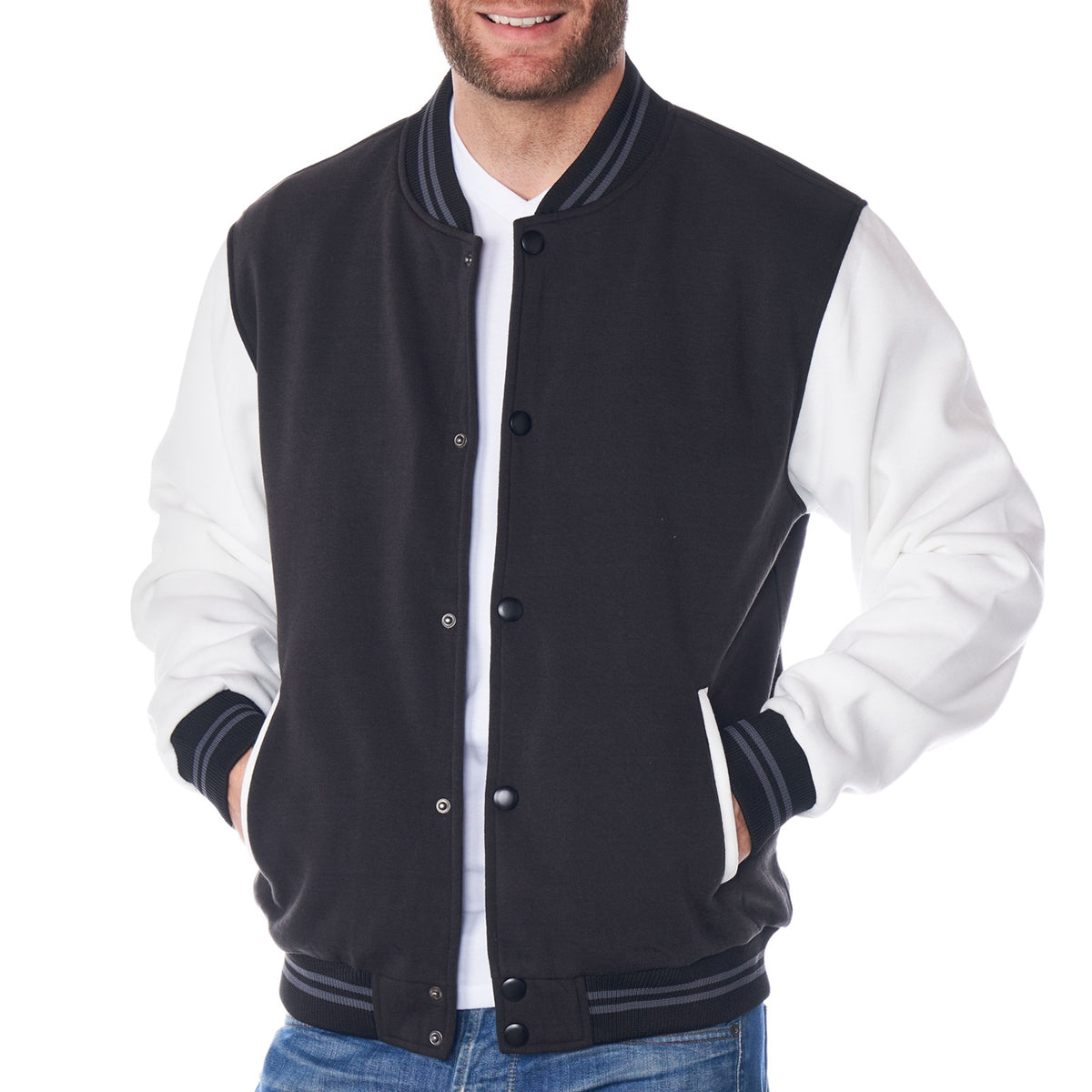 Alpine Swiss Tyler Men’s Varsity Jacket Classic Letterman Coat Baseball Bomber – Black White