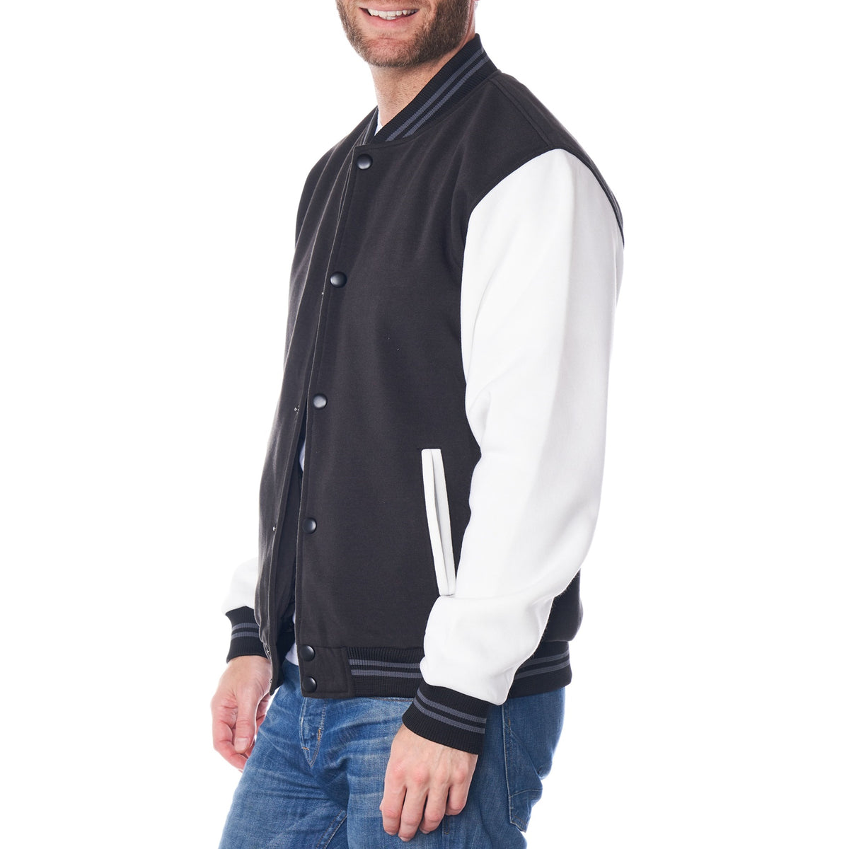 Alpine Swiss Tyler Men’s Varsity Jacket Classic Letterman Coat Baseball Bomber – Black White