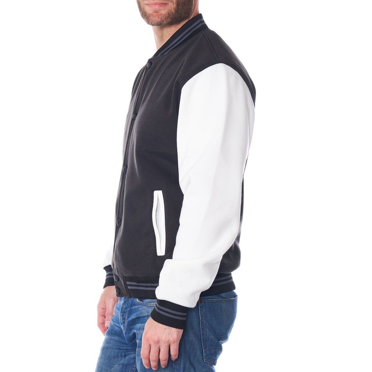 Alpine Swiss Tyler Men’s Varsity Jacket Classic Letterman Coat Baseball Bomber – Black White