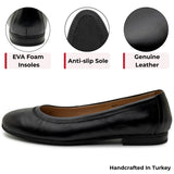 Alpine Swiss Wendy Womens Leather Ballet Flats Classic Round Toe Slip On Shoes – Black Leather