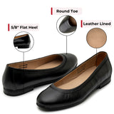 Alpine Swiss Wendy Womens Leather Ballet Flats Classic Round Toe Slip On Shoes – Black Leather