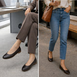 Alpine Swiss Wendy Womens Leather Ballet Flats Classic Round Toe Slip On Shoes – Dark Brown Leather
