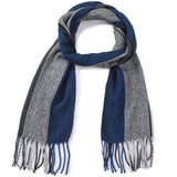 Alpine Swiss Mens Scarf Soft Knit Winter Scarves Plaid Striped or Solid Neck – Black Blue Stripe