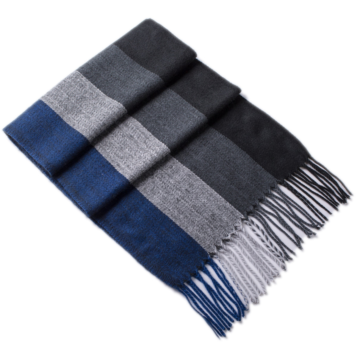 Alpine Swiss Mens Scarf Soft Knit Winter Scarves Plaid Striped or Solid Neck – Black Blue Stripe