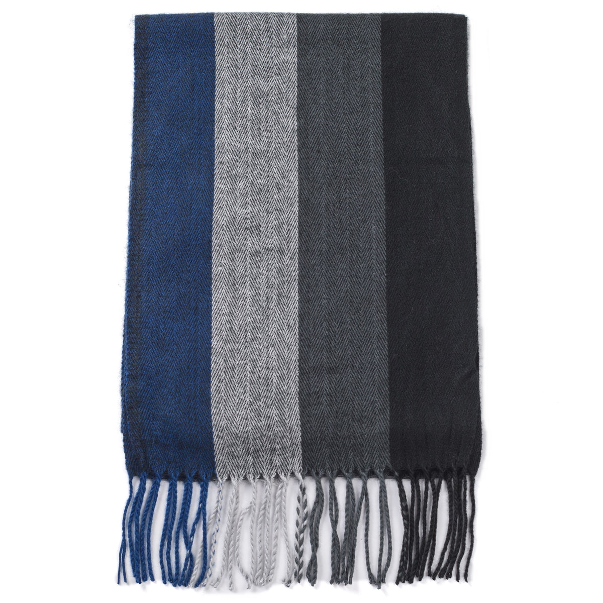 Alpine Swiss Mens Scarf Soft Knit Winter Scarves Plaid Striped or Solid Neck – Black Blue Stripe