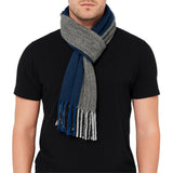 Alpine Swiss Mens Scarf Soft Knit Winter Scarves Plaid Striped or Solid Neck – Black Blue Stripe