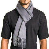 Alpine Swiss Mens Scarf Soft Knit Winter Scarves Plaid Striped or Solid Neck – Gray Stripe