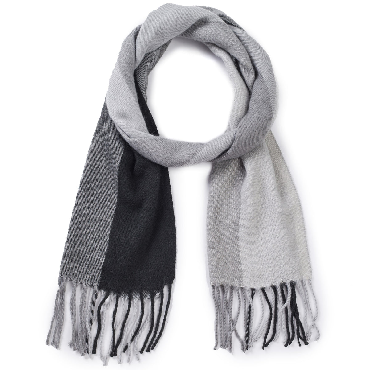 Alpine Swiss Mens Scarf Soft Knit Winter Scarves Plaid Striped or Solid Neck – Black Gray