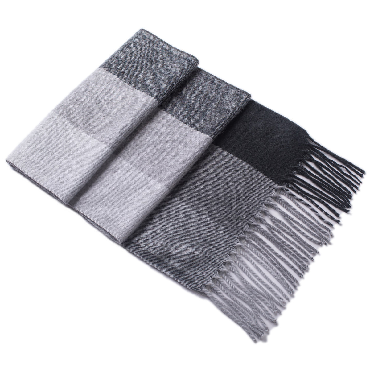 Alpine Swiss Mens Scarf Soft Knit Winter Scarves Plaid Striped or Solid Neck – Black Gray
