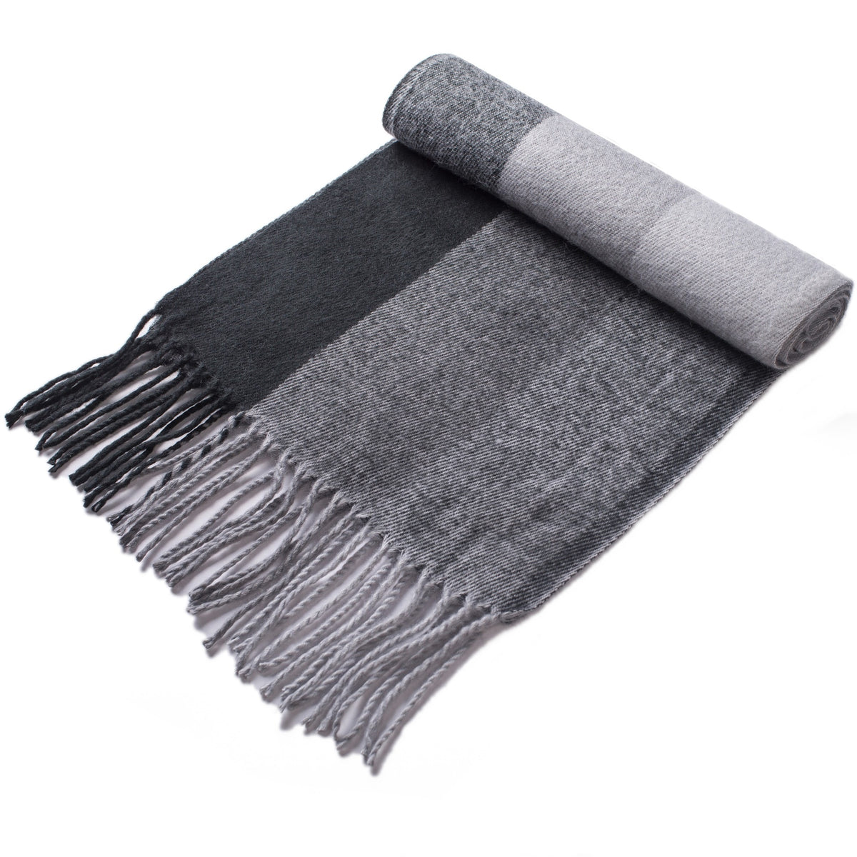 Alpine Swiss Mens Scarf Soft Knit Winter Scarves Plaid Striped or Solid Neck – Black Gray