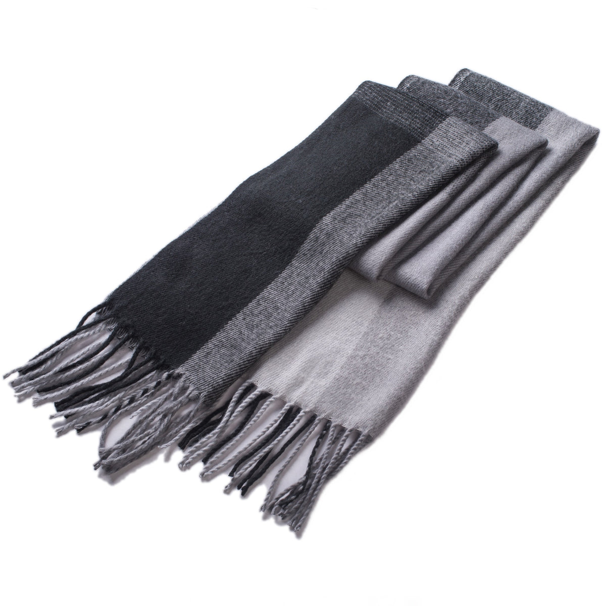 Alpine Swiss Mens Scarf Soft Knit Winter Scarves Plaid Striped or Solid Neck – Black Gray