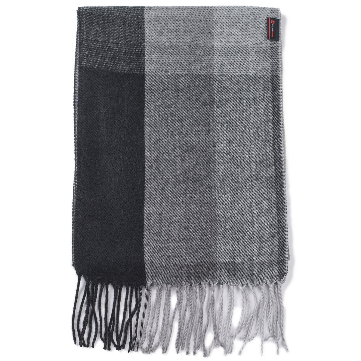 Alpine Swiss Mens Scarf Soft Knit Winter Scarves Plaid Striped or Solid Neck – Black Gray