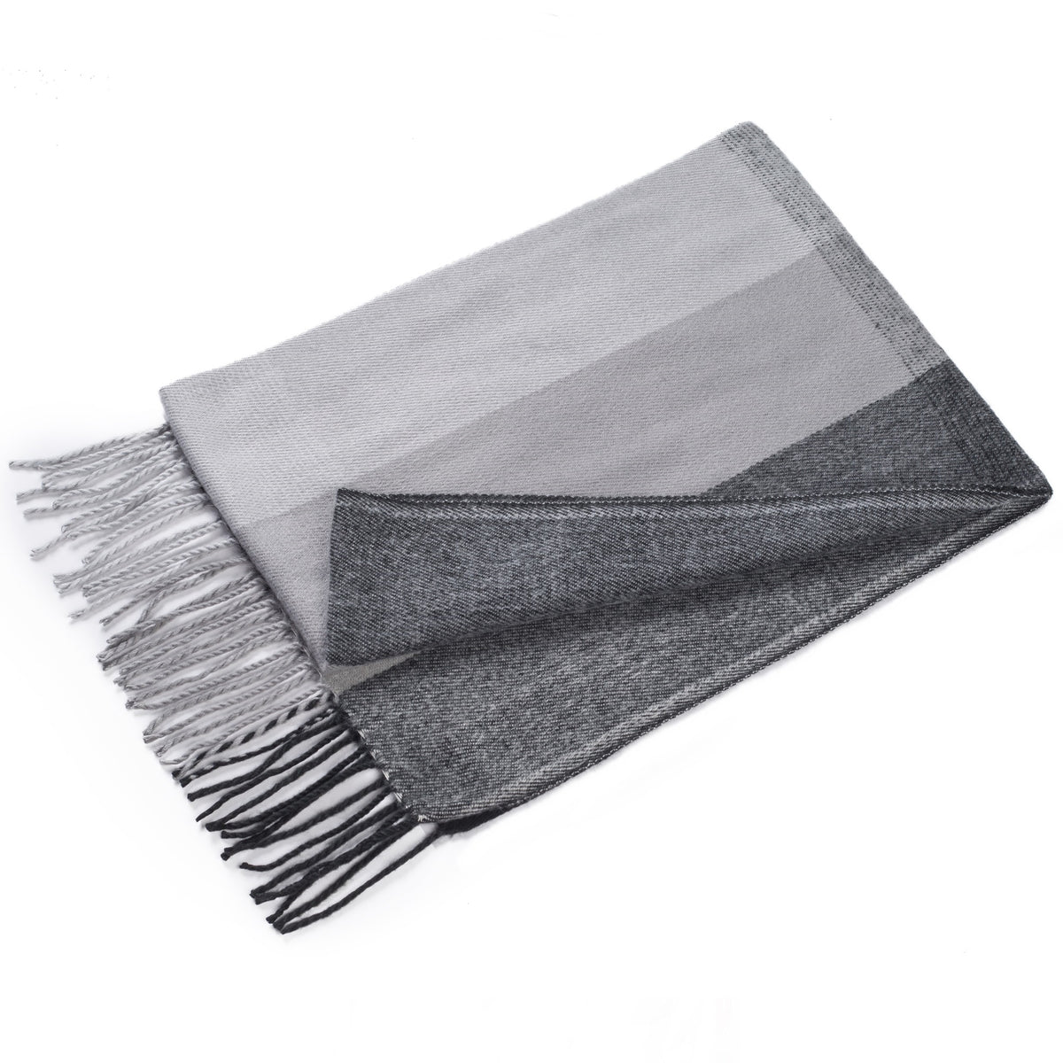 Alpine Swiss Mens Scarf Soft Knit Winter Scarves Plaid Striped or Solid Neck – Black Gray
