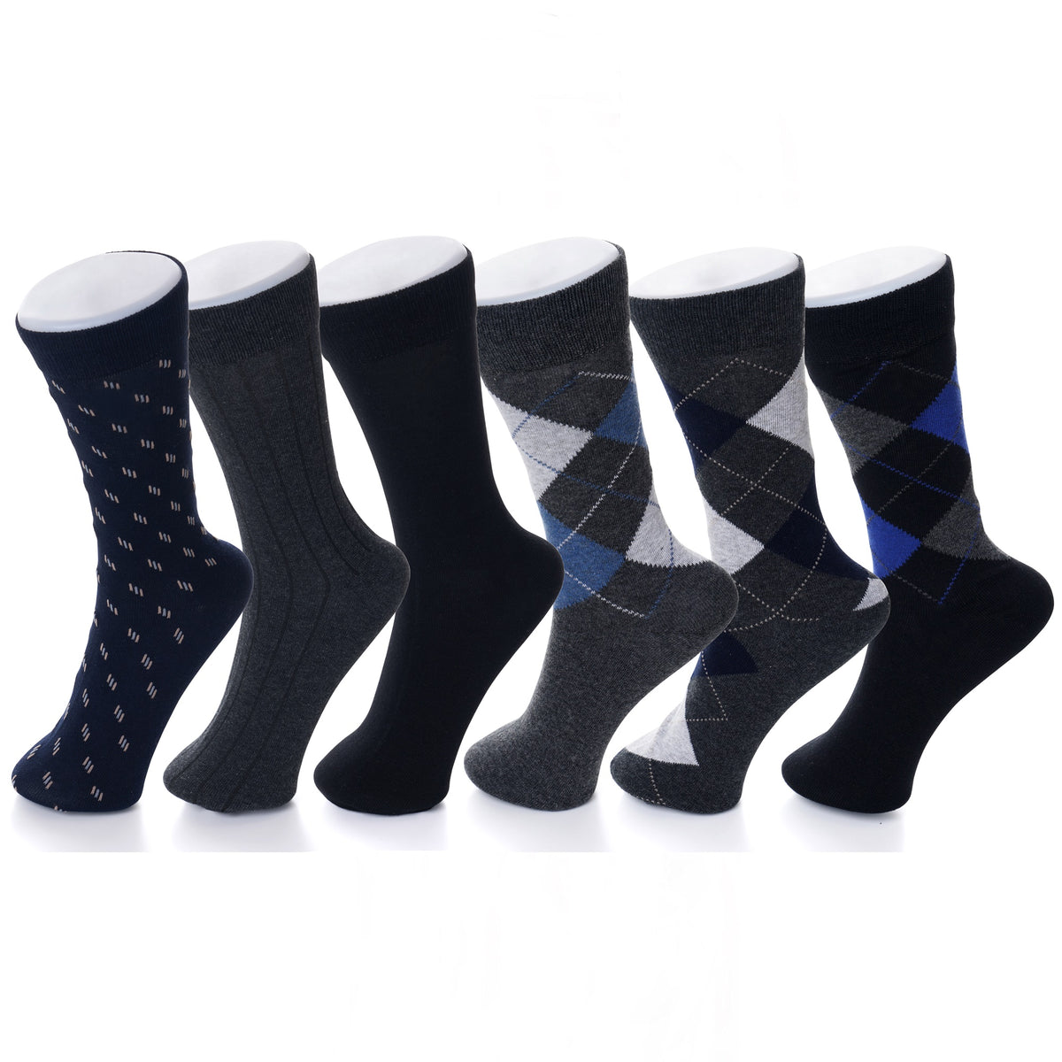 Alpine Swiss Mens Dress Socks 6 Pair Crew Sock Cotton Dress Socks for Men Solid – Multi Color