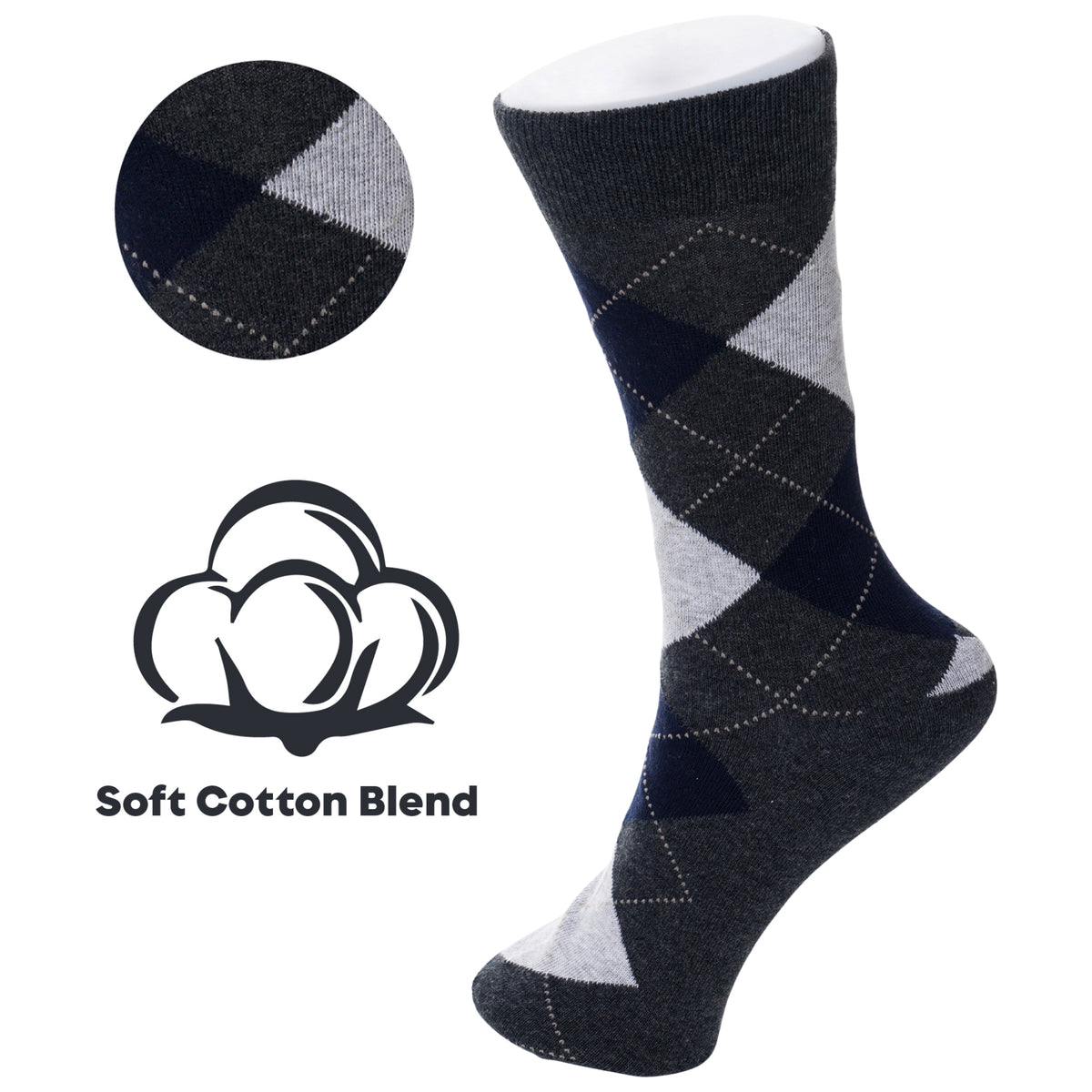 Alpine Swiss Mens Dress Socks 6 Pair Crew Sock Cotton Dress Socks for Men Solid – Multi Color