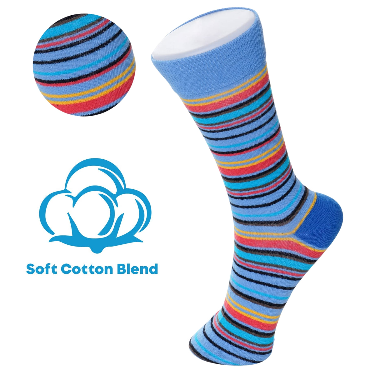 Alpine Swiss Mens Dress Socks 6 Pair Crew Sock Cotton Dress Socks for Men Solid – Bright Pack