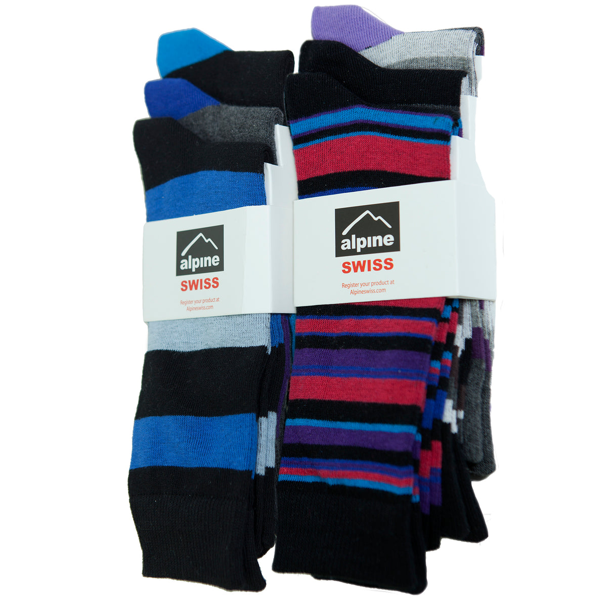 Alpine Swiss Mens Dress Socks 6 Pair Crew Sock Cotton Dress Socks for Men Solid – Fun Pack