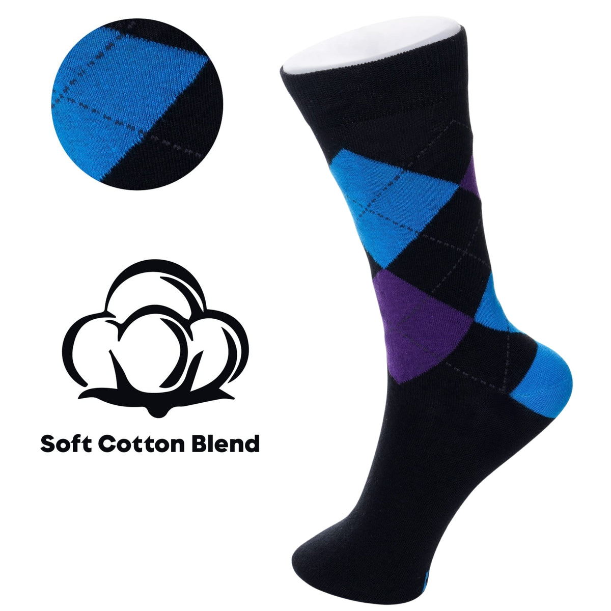 Alpine Swiss Mens Dress Socks 6 Pair Crew Sock Cotton Dress Socks for Men Solid – Fun Pack