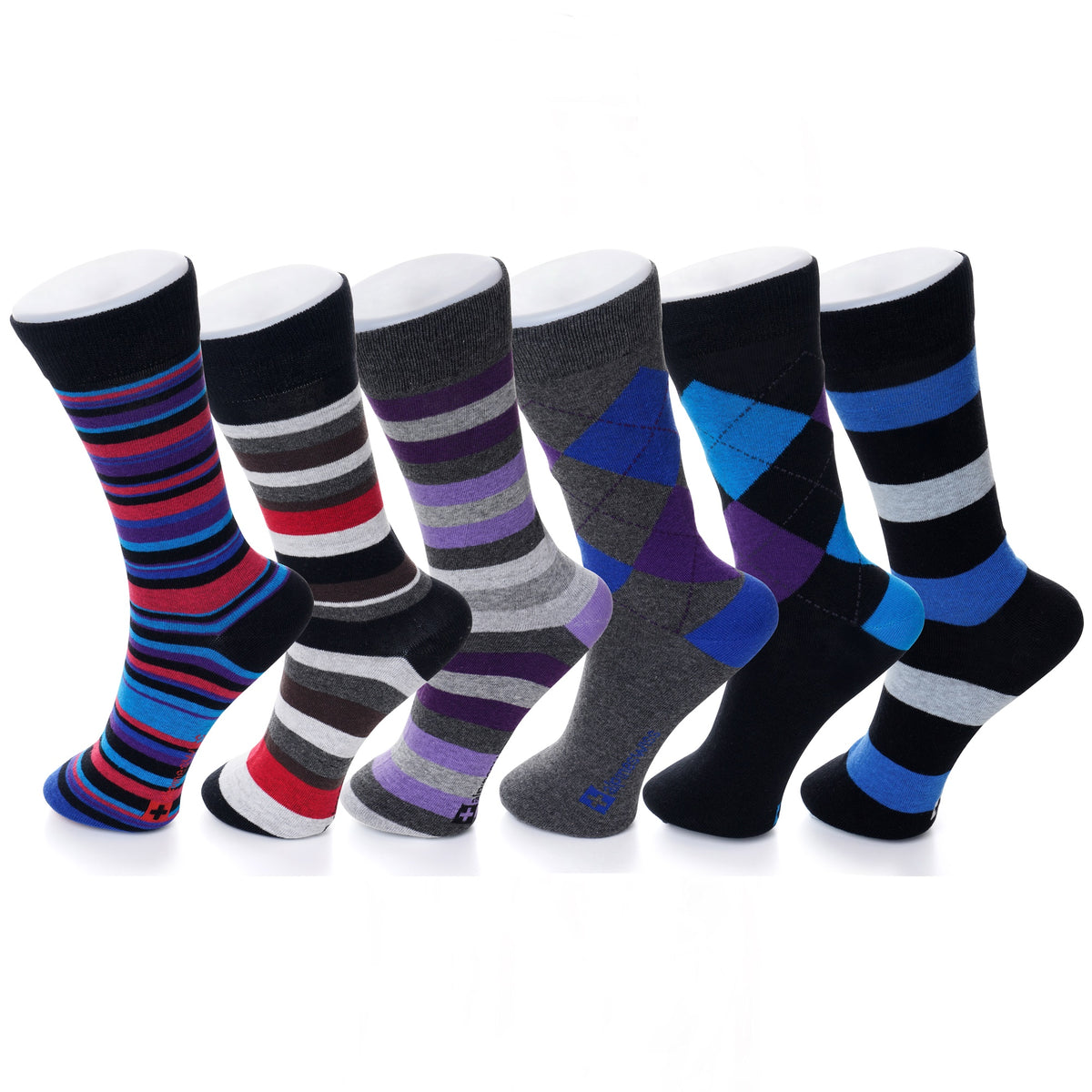 Alpine Swiss Mens Dress Socks 6 Pair Crew Sock Cotton Dress Socks for Men Solid – Fun Pack