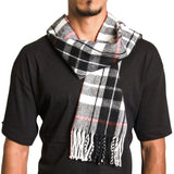 Alpine Swiss Mens Scarf Soft Knit Winter Scarves Plaid Striped or Solid Neck – Red Plaid