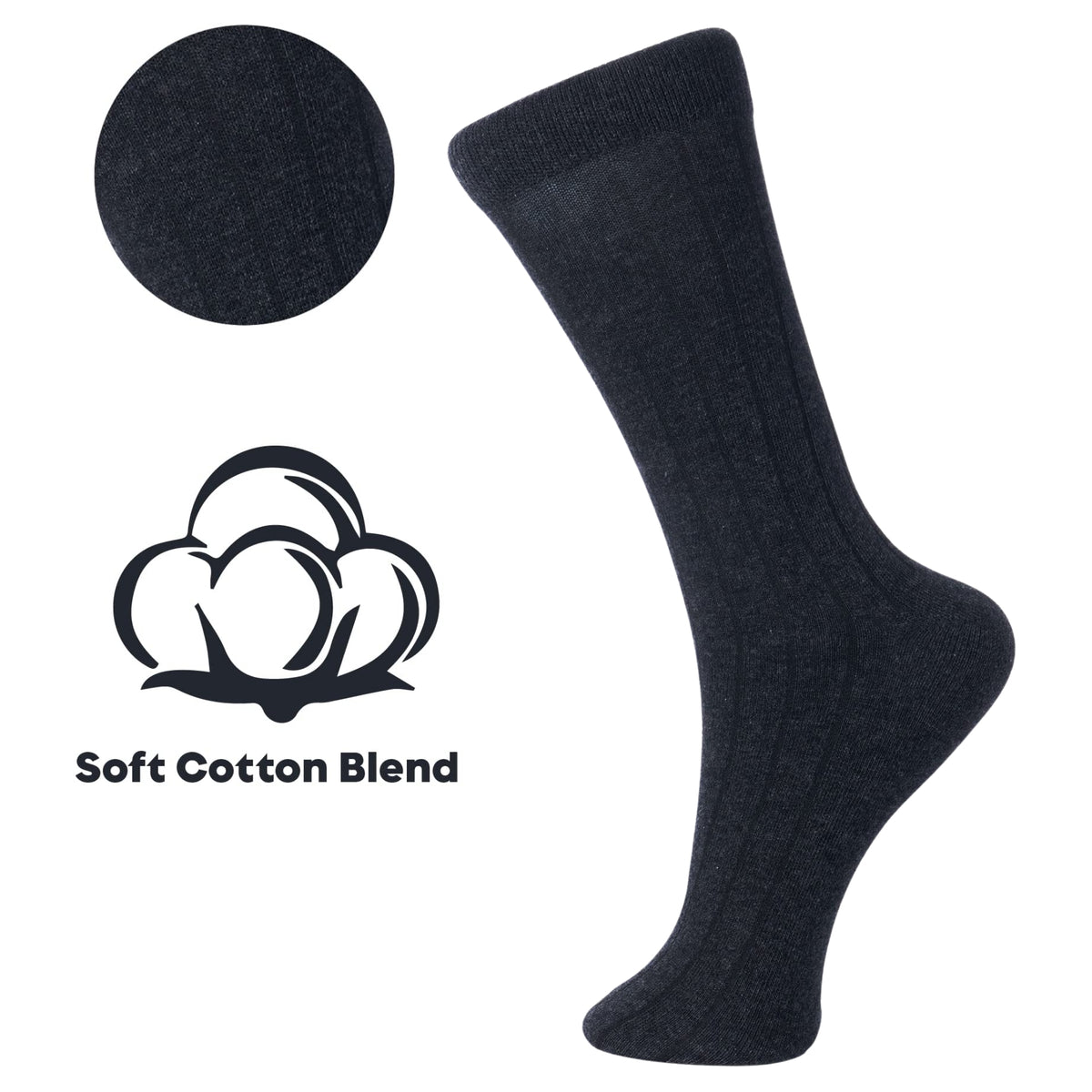 Alpine Swiss Mens Dress Socks 6 Pair Crew Sock Cotton Dress Socks for Men Solid – Office Pack